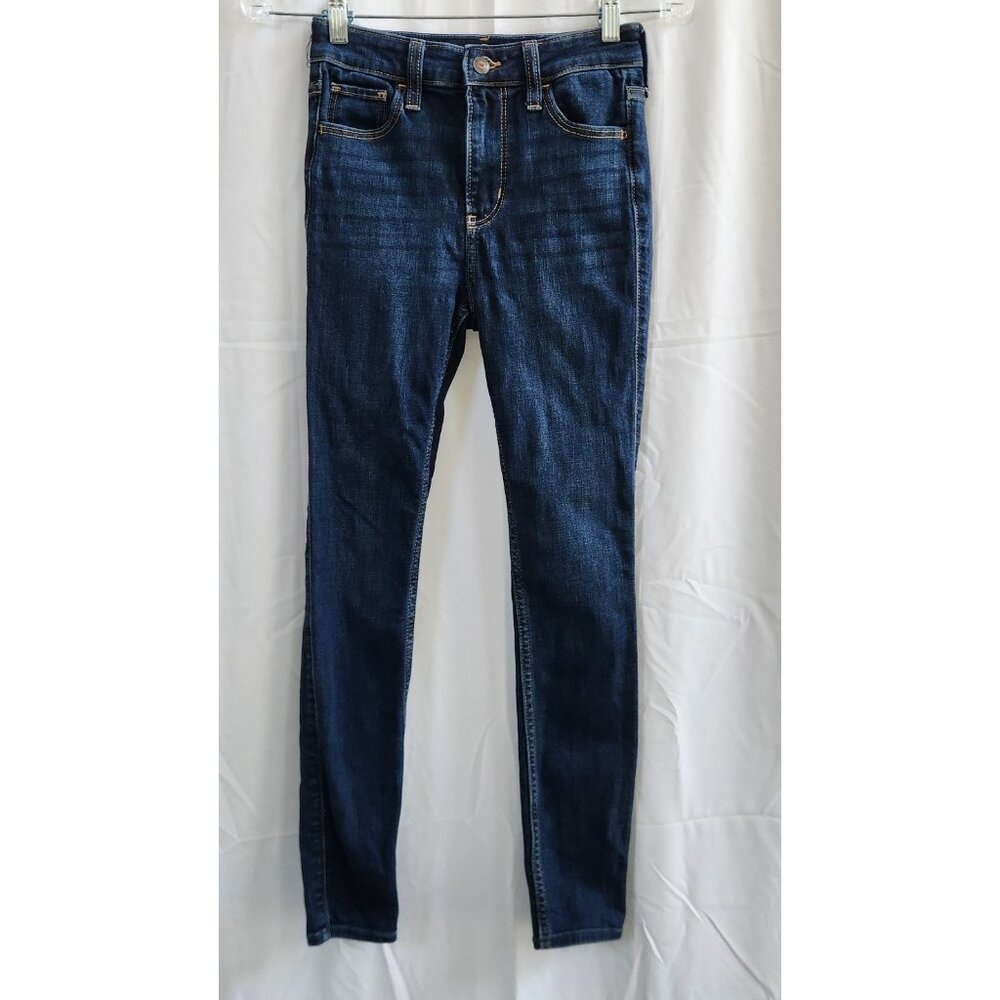 Hollister High Rise Super Skinny Jeans‎ Stretch Womens 00R 24R 24x28 Blue EUC